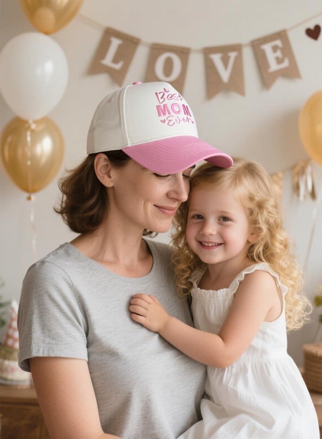 HAFOUXIGM Mom Trucker Hat for Women, Christmas Birthday Gifts for Mother from Son Daughter Husband, Best Mom Ever Baseball Cap for Mama, Pink - Image 3